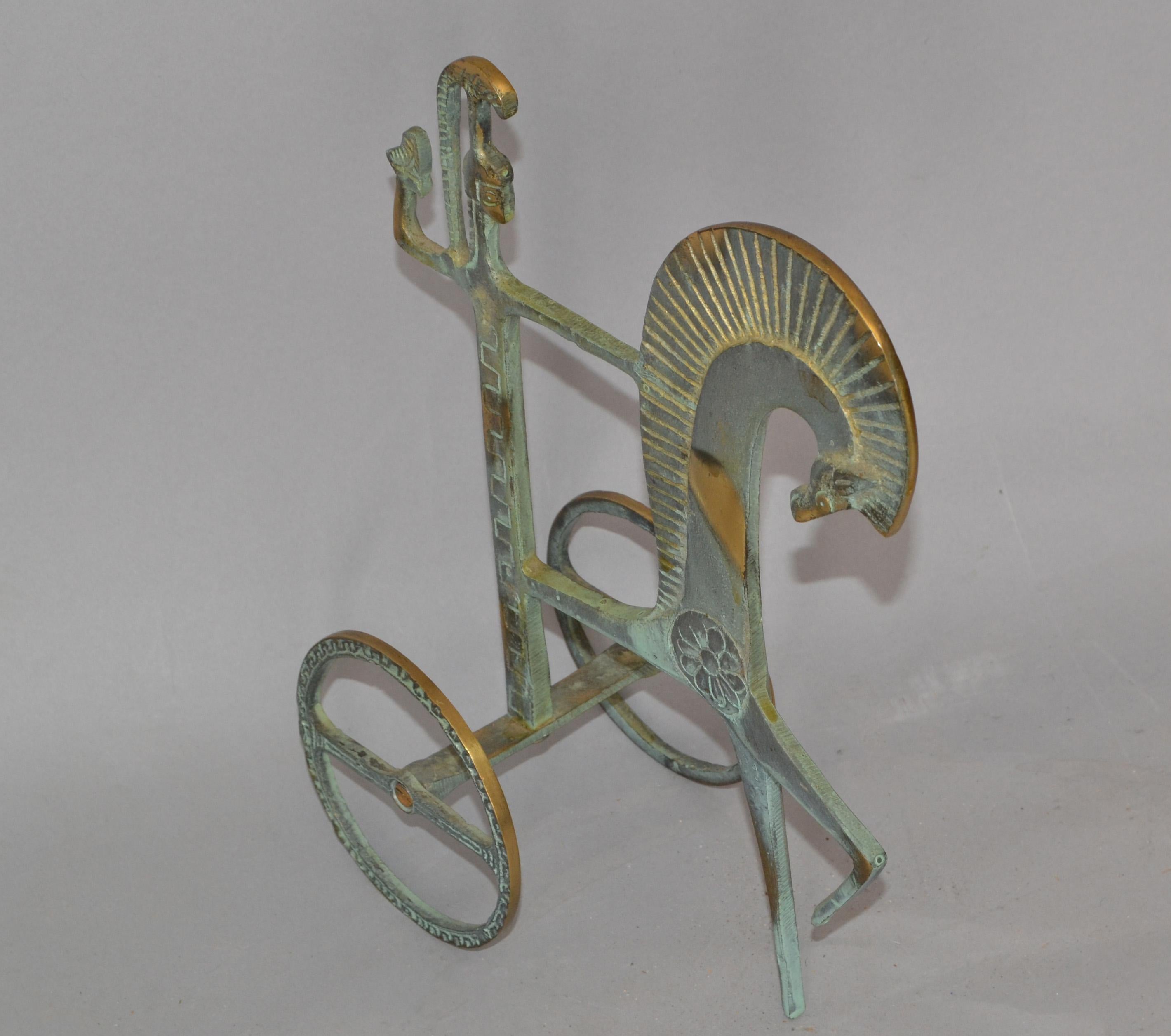 Raymor Italian 1950s Bronze Brass Patina Etruscan Roman Chariot Weinberg Style  7