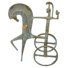 Raymor Italian 1950s Bronze Brass Patina Etruscan Roman Chariot Weinberg Style 