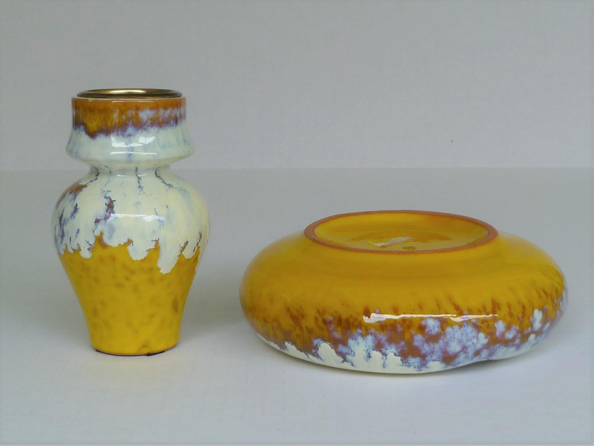 Raymor Italian Midcentury Pottery Ashtray & Lighter by Alvino Bagni for Bitossi In Good Condition In Miami, FL