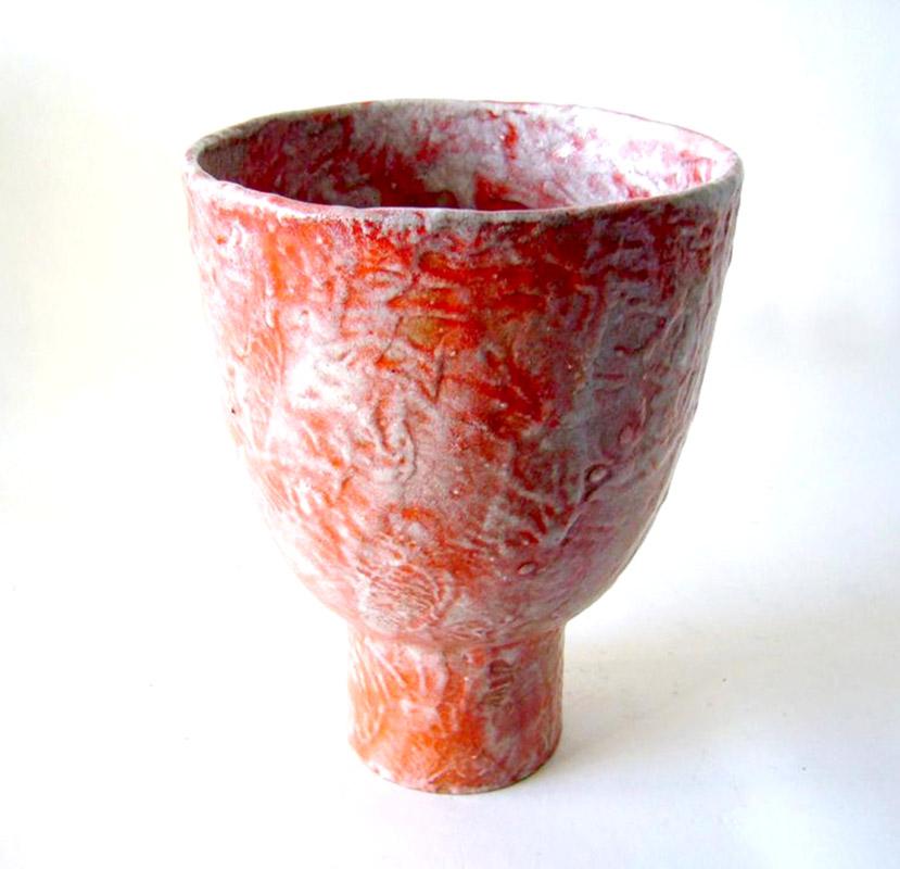 Textured, foamy glaze ceramic Italian open vessel imported by Raymor, circa 1960s. Urn measures 10.5