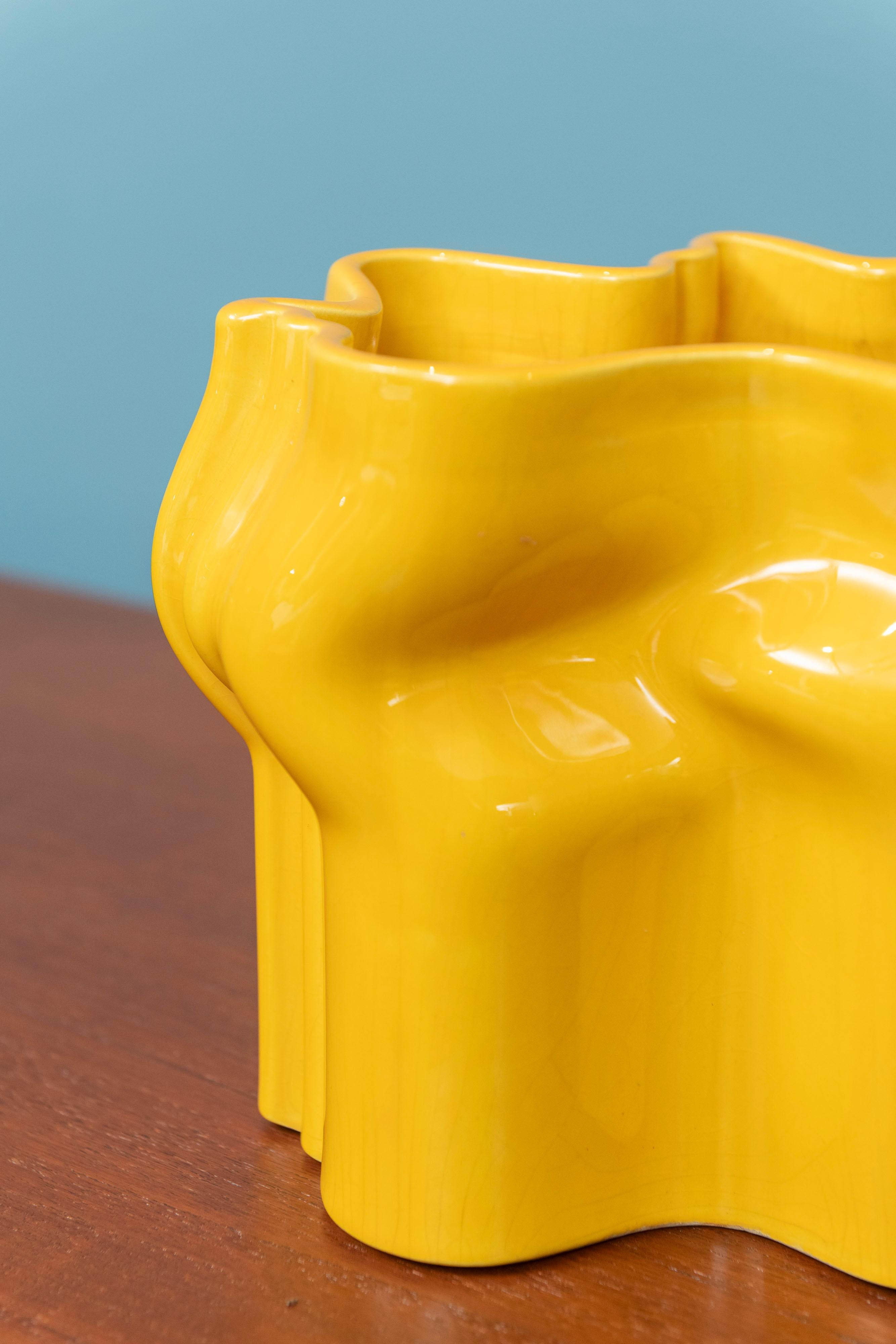 Raymor Italy Yellow Ceramic Vase For Sale 2