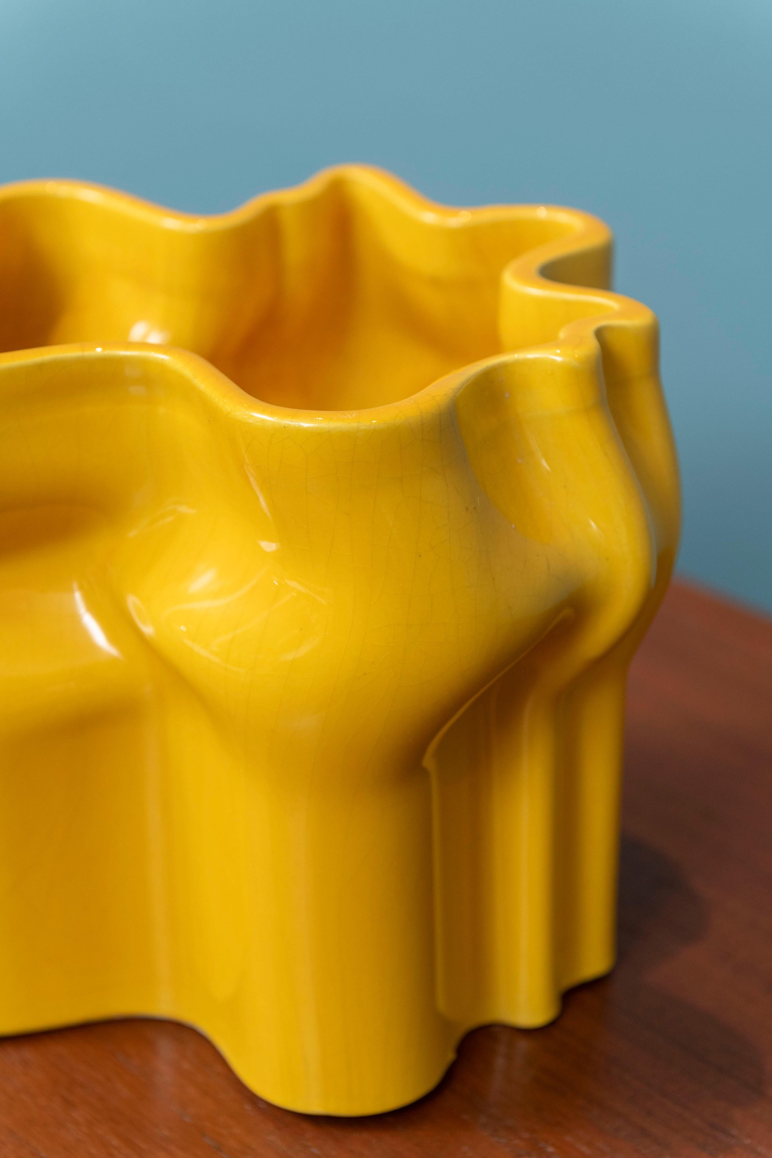 Raymor Italy Yellow Ceramic Vase For Sale 3