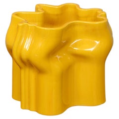 Vase italien en céramique jaune Raymor