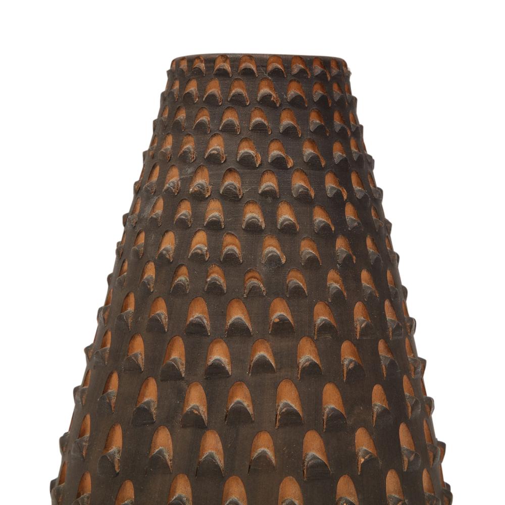 Metà XX secolo Vaso Raymor con pigna, ceramica, marrone e turchese in vendita
