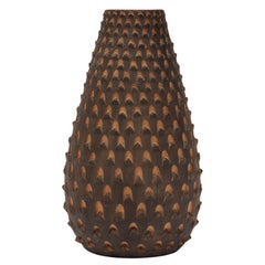 Raymor Pinecone Vase, Ceramic, Brown and Turquoise