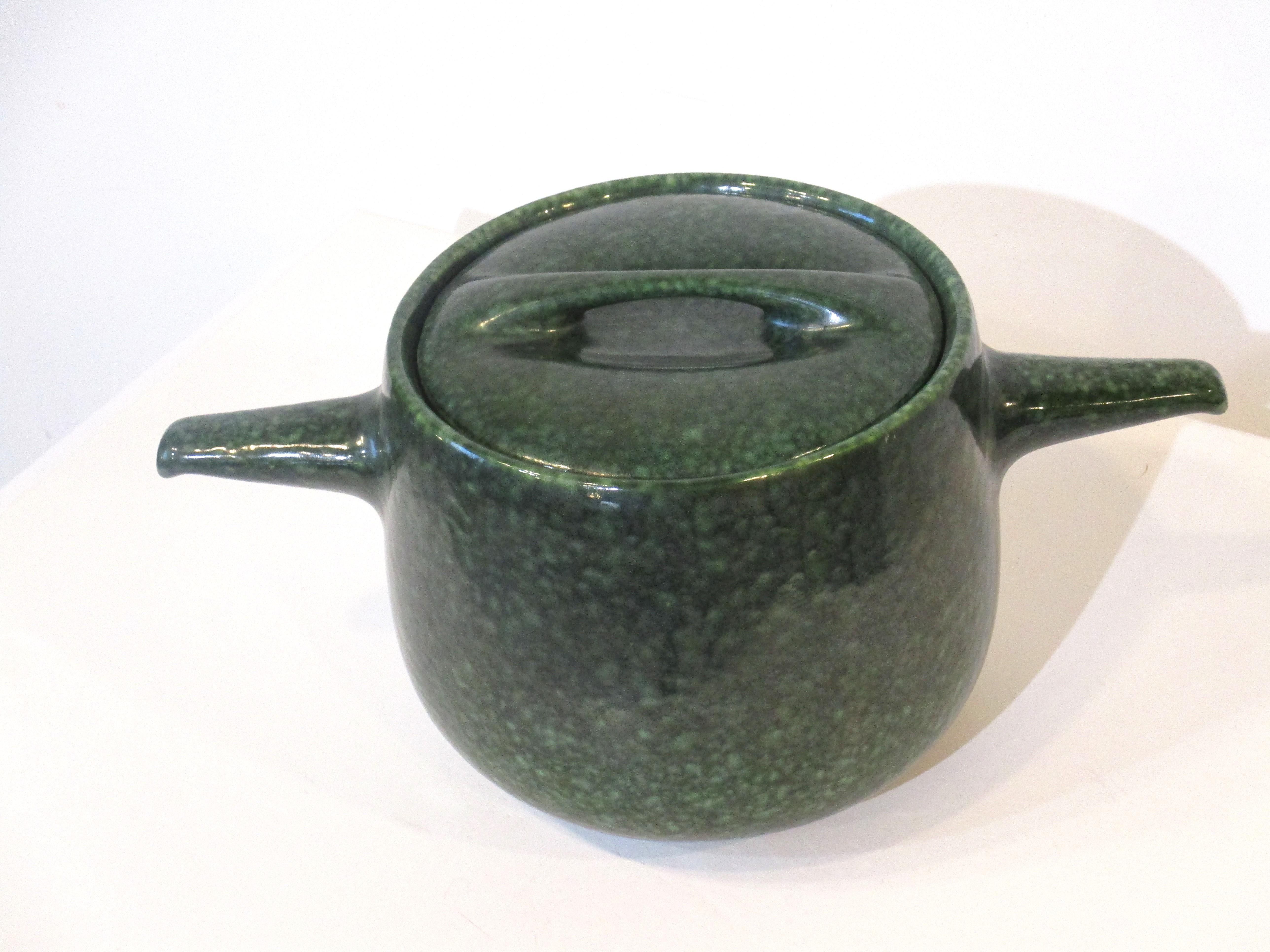 Mid-Century Modern Raymor / Roseville Frog Skin Pottery Tureen  For Sale