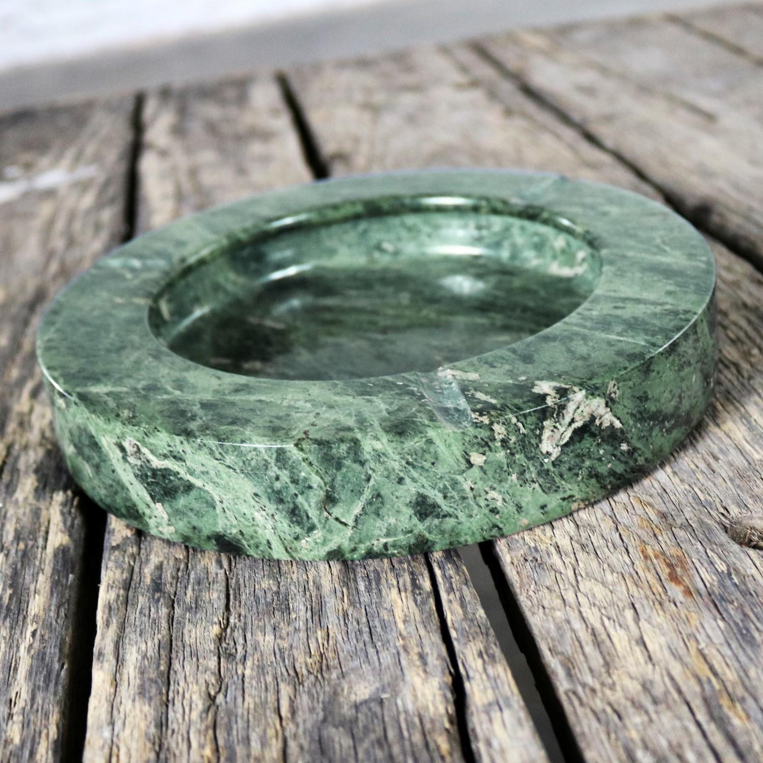 20th Century Raymor Round Green Marble Ashtray Vintage Mid-Century Modern