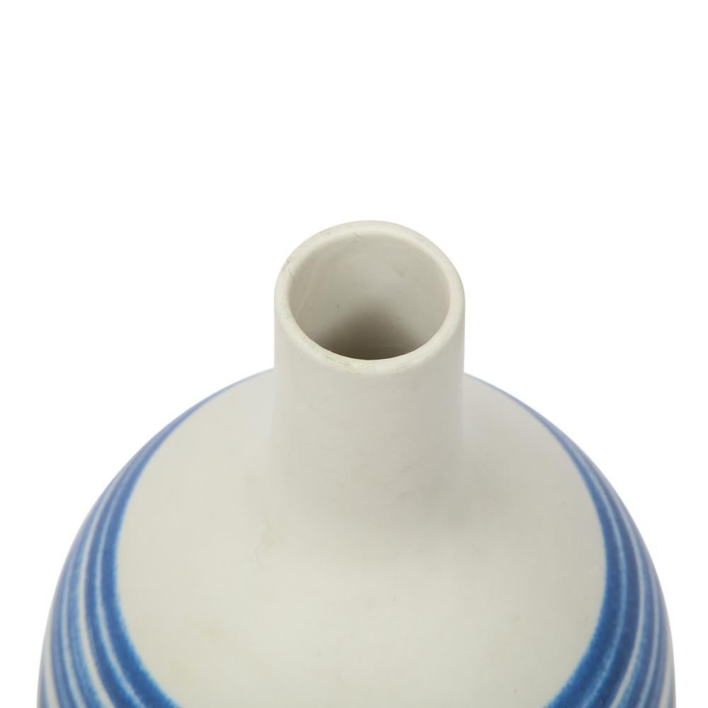 Raymor Vase, Ceramic, Stripes, Blue, White, Signed For Sale at 1stDibs
