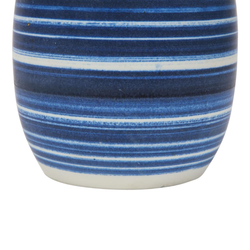 Raymor Vase, Ceramic, Stripes, Blue, White, Signed For Sale at 1stDibs