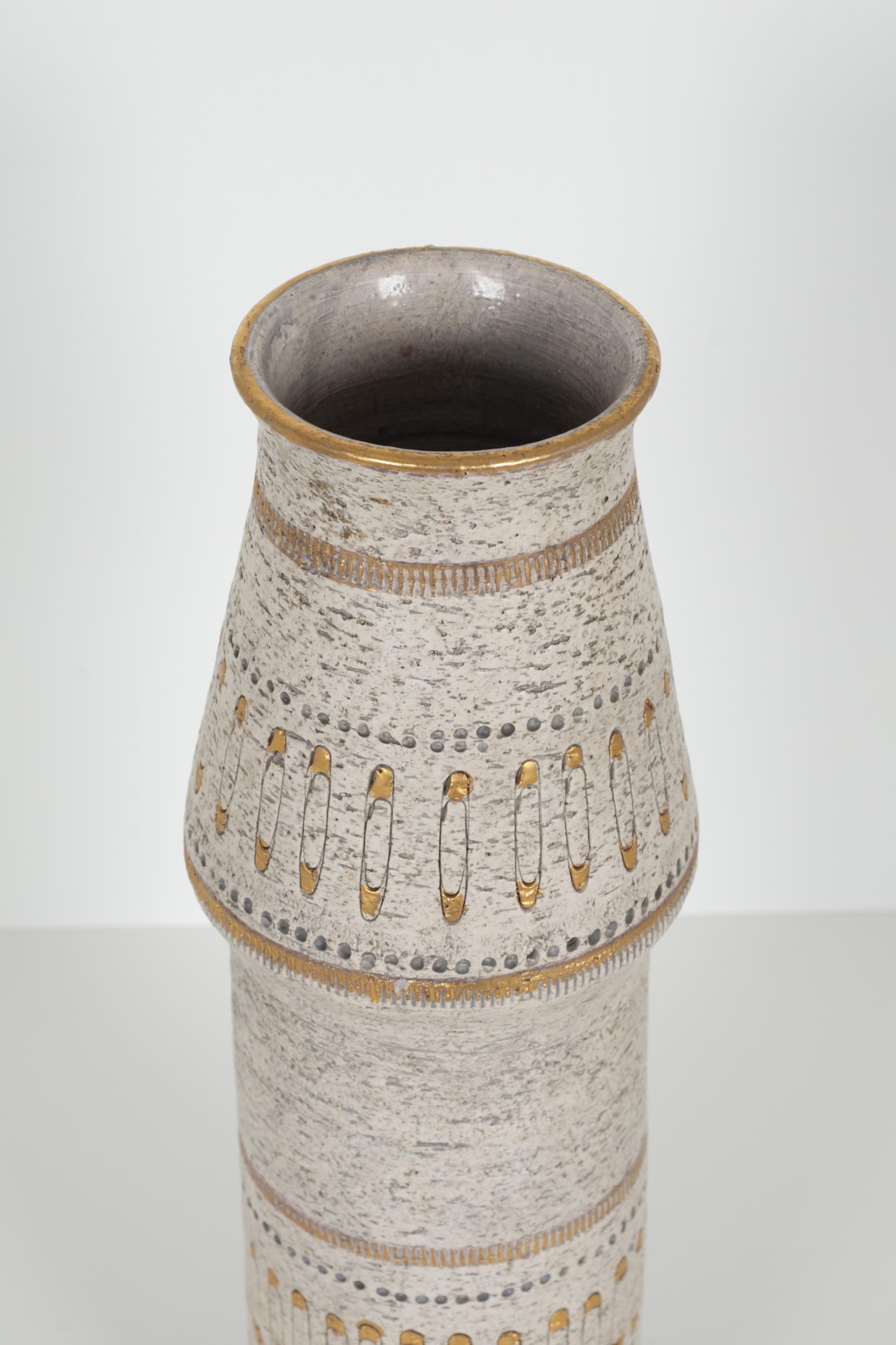 Glazed Raymor White and Gold Italian Vase