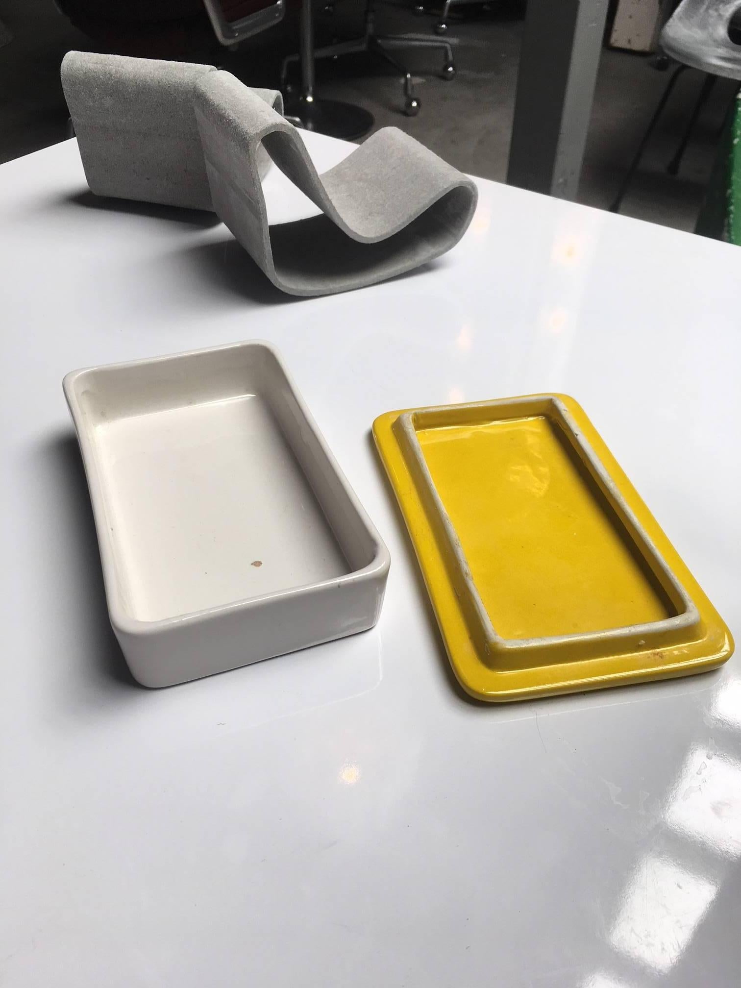 Italian Raymor Yellow and White Ceramic Box
