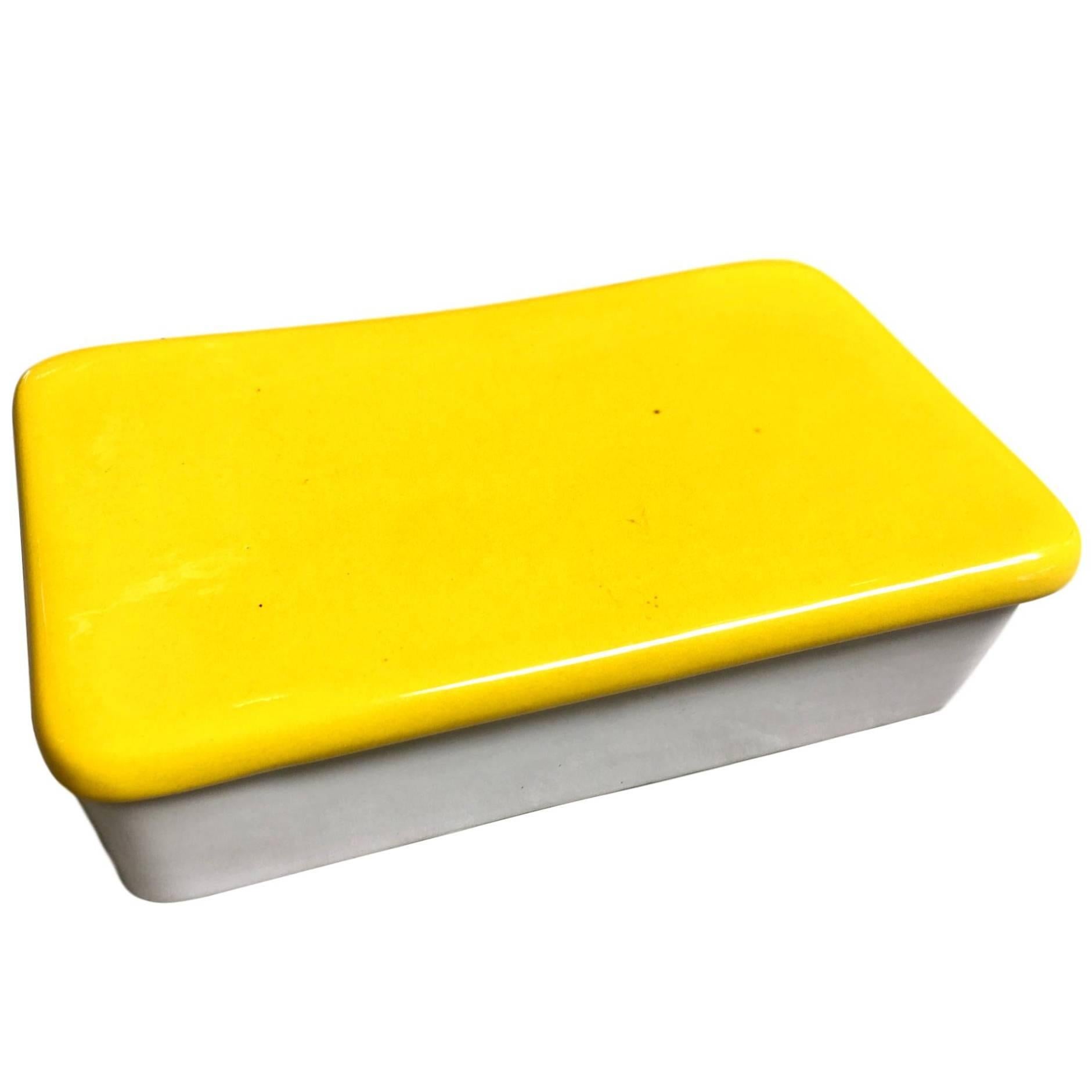 Raymor Yellow and White Ceramic Box
