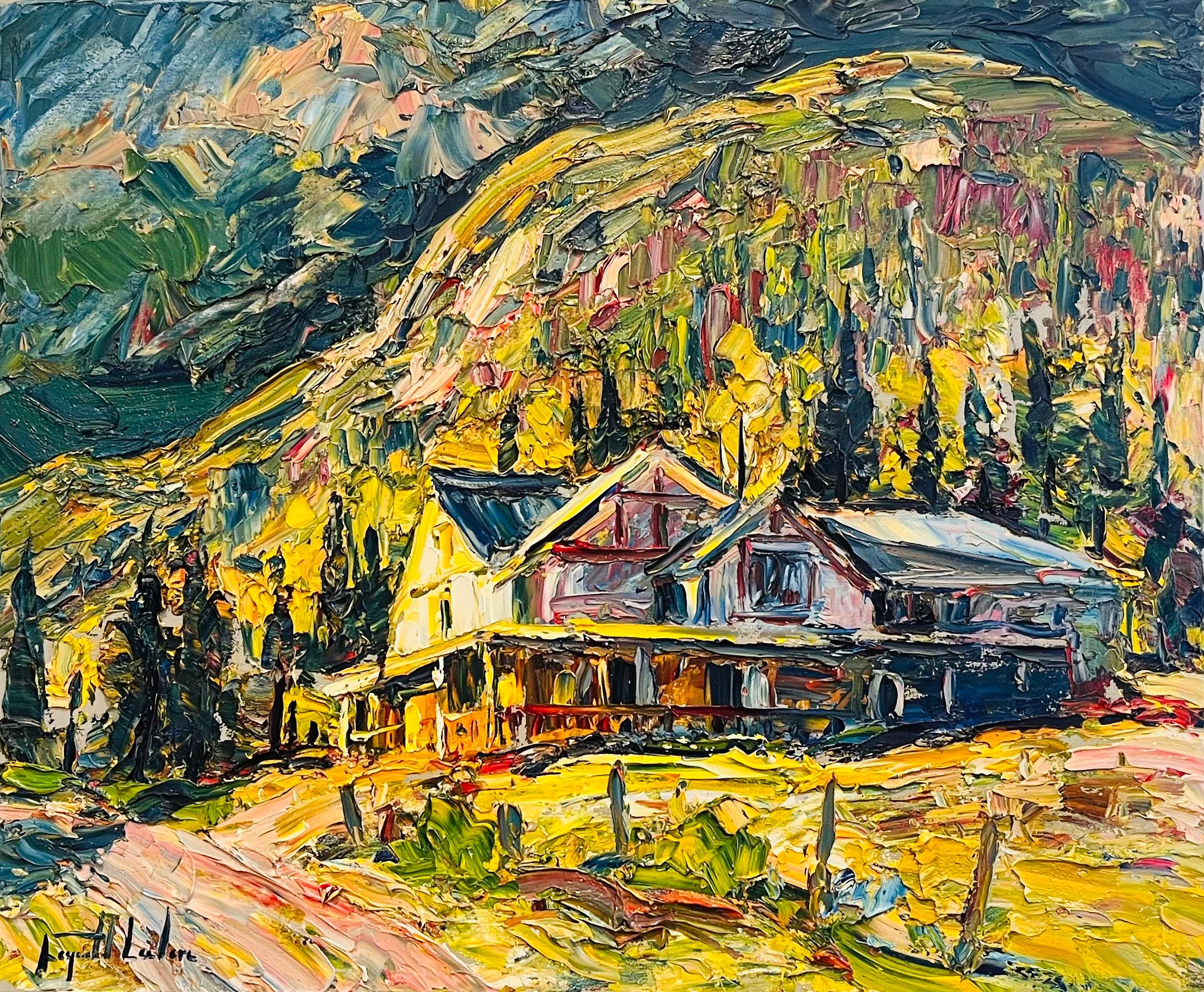Raynald Leclerc Landscape Painting - Apres l'orage. L'ancien camp du parc des Grands-Jardins