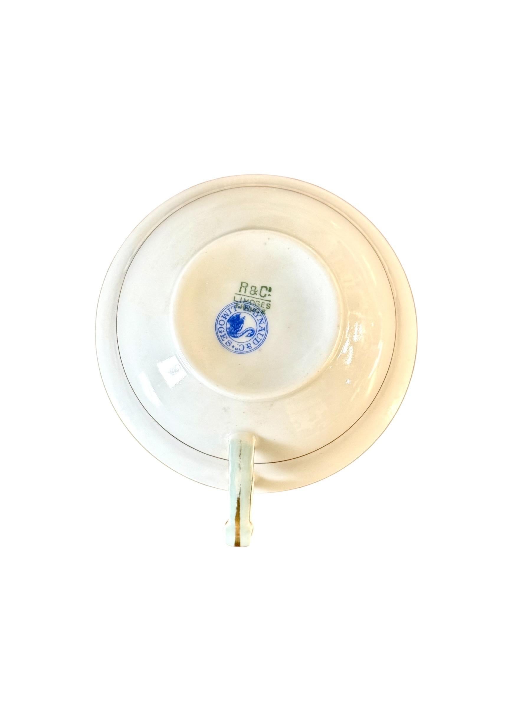 Raynaud Limoges 23-teiliges Porzellan Tee- und Kaffeeservice mit Goldverzierung im Angebot 3