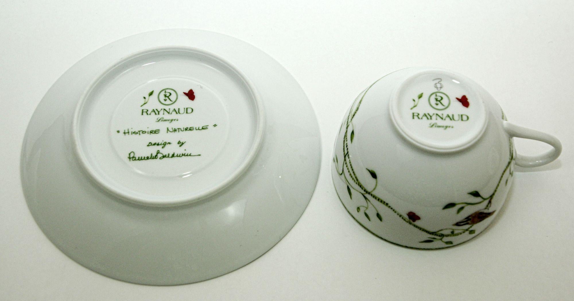 Juego de porcelana Raynaud Limoges Francia Histoire Naturelle Diseño de Pamela Baldwin Porcelana en venta