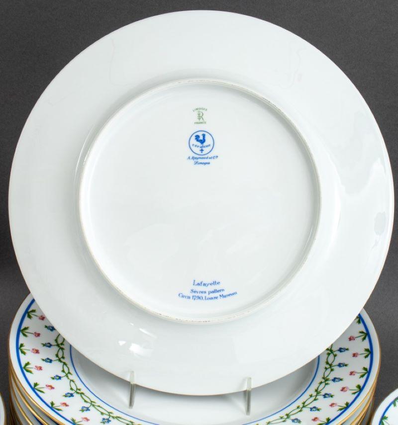 20th Century Raynaud Porcelain Lafayette Dinner Service for 12