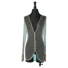 Rayon mesh knit and beads cardigan with crochet's button Class Roberto Cavalli 