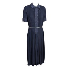 Rayon Plissee Tageskleid Mid Century Kleid