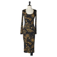 Bedrucktes Jersey-Kleid aus Viskose von Versace Jeans Couture, neu mit Etikett