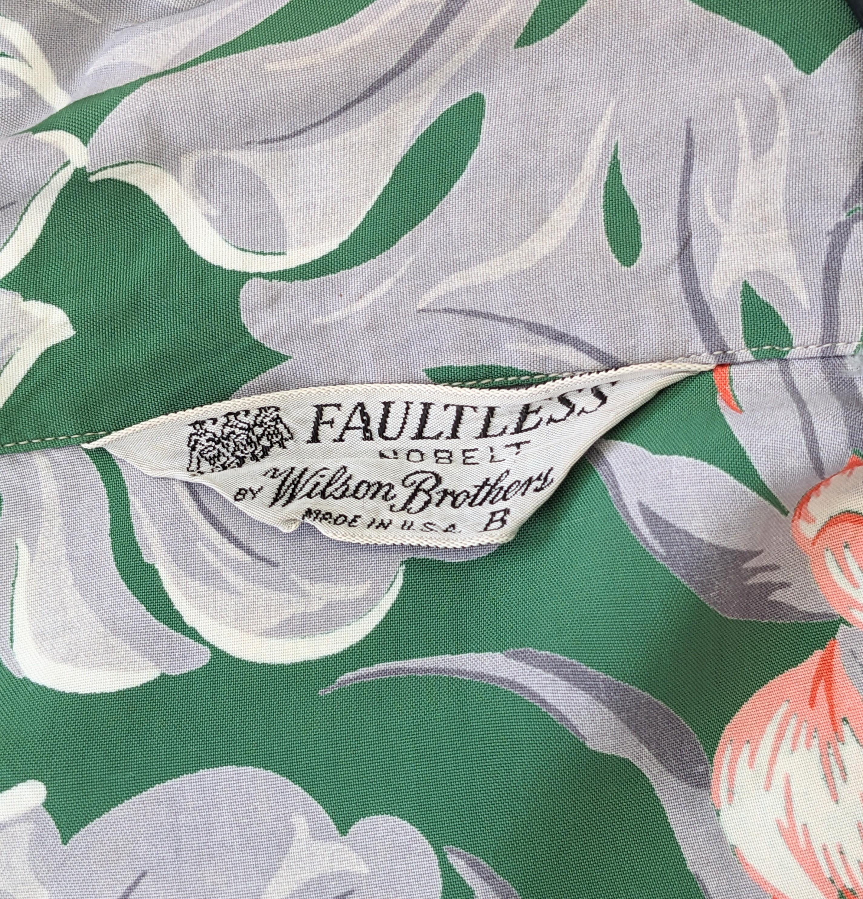 Rayon Tropical Palm Printed Shirt 1940s For Sale 3