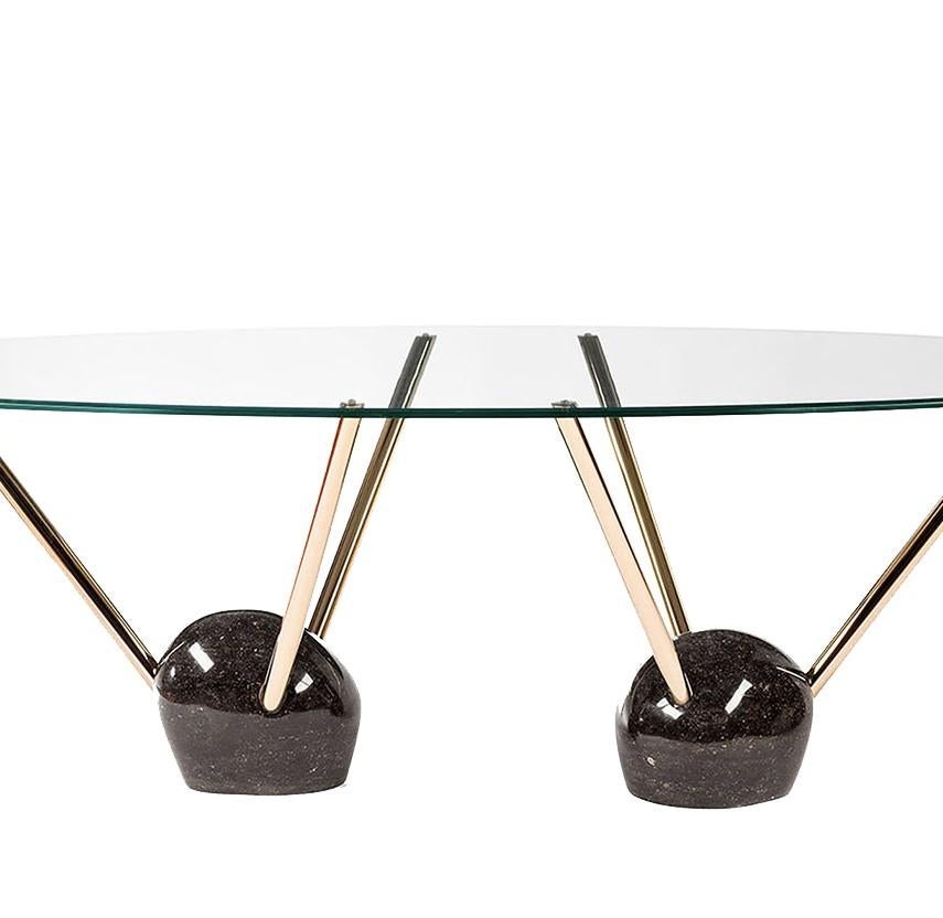 Italian Rays Glass Top Dining Table