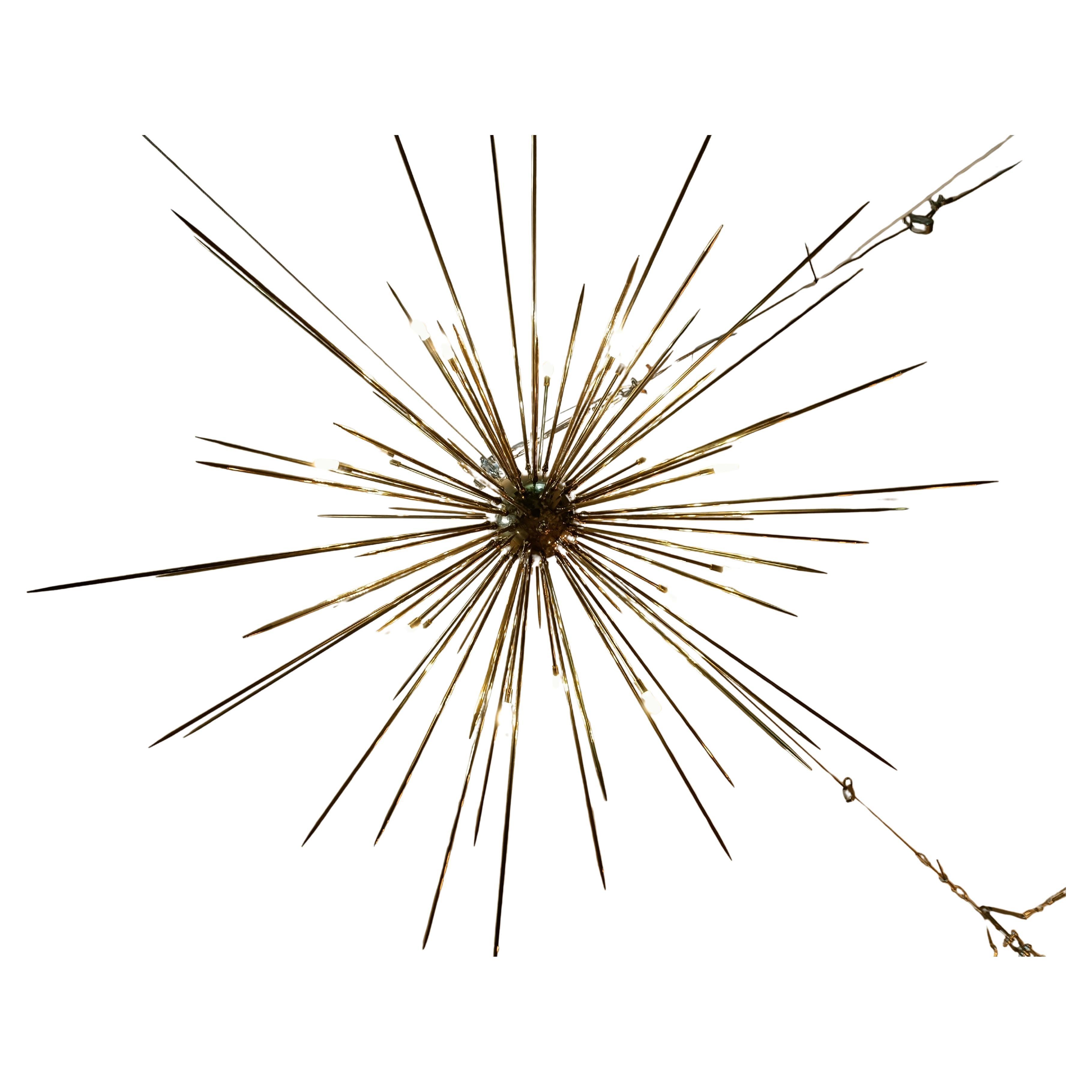 Rays - impressive solid brass chandelier, Sputnik style.
Finish - high gloss polished 

Diamater: 120 cm (48