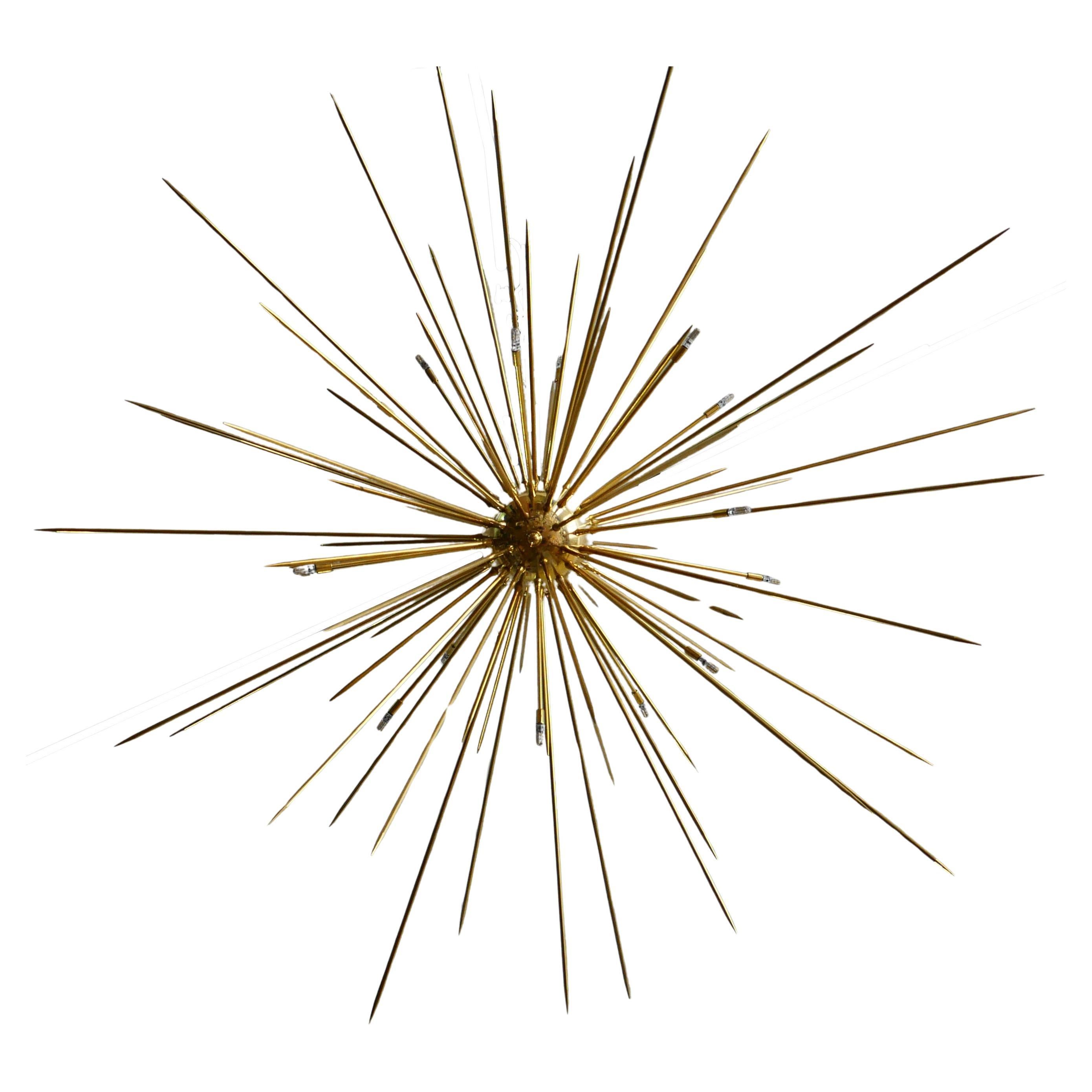 Rays -large Spoutnik chandelier, solid brass, 120cm (48inch)