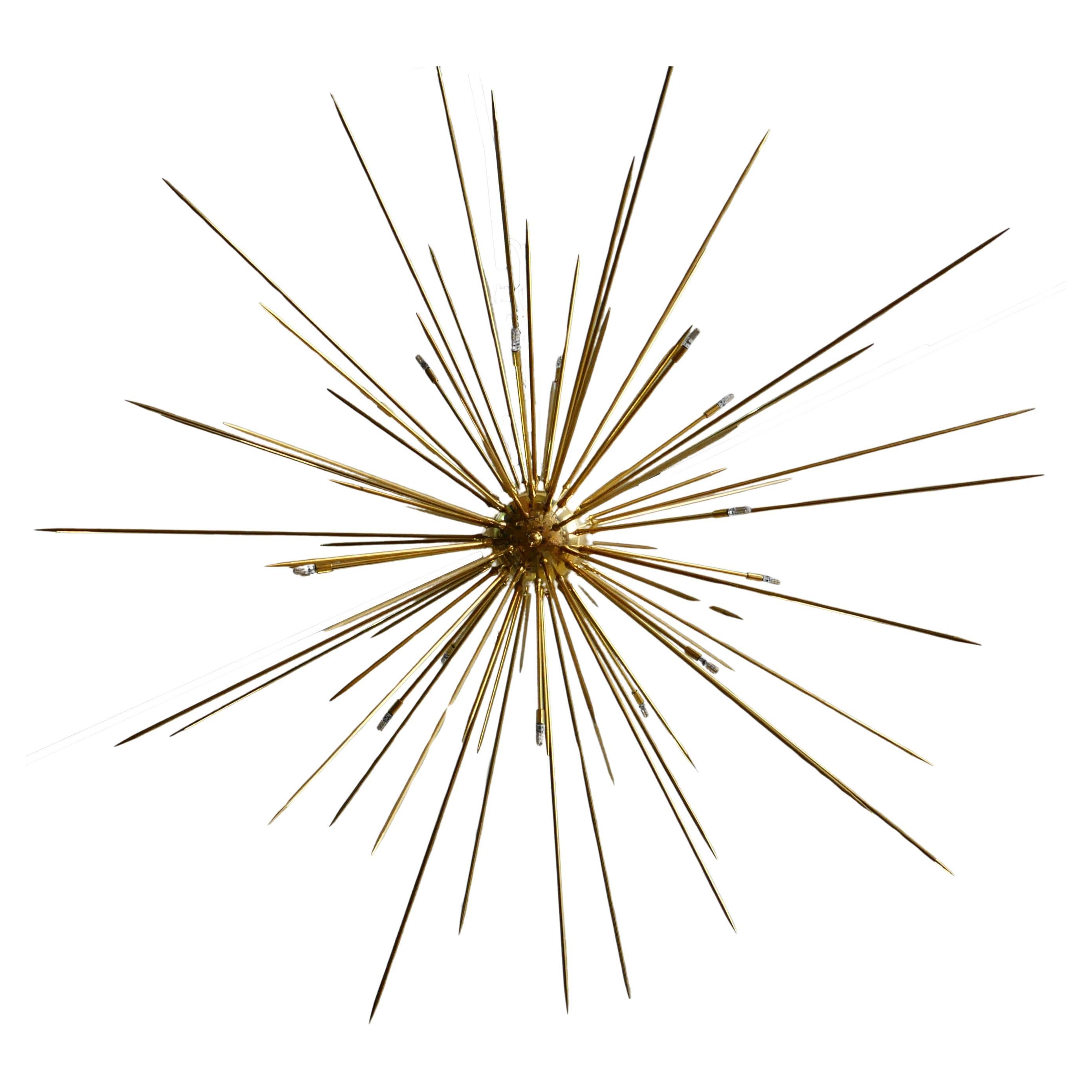 Rays of Light-large Spoutnik chandelier, solid brass, 125cm(50inch), available  For Sale