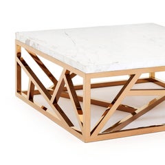 Raytona Copper Chrome Finish and Marble Top Coffee Table