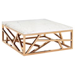 Raytona Copper Chrome Finish and Marble Top Coffee Table