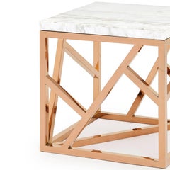 Raytona in Copper Chrome Finish and Marble Top Side Table