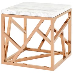 Raytona in Copper Chrome Finish and Marble Top Side Table