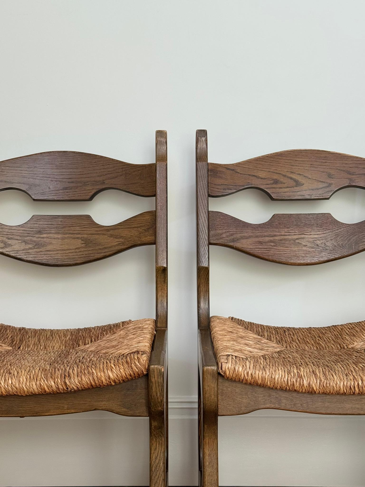 French Razor Back Dining Chairs by Robert Guillerme and Jacques Chambron c. 1960s For Sale