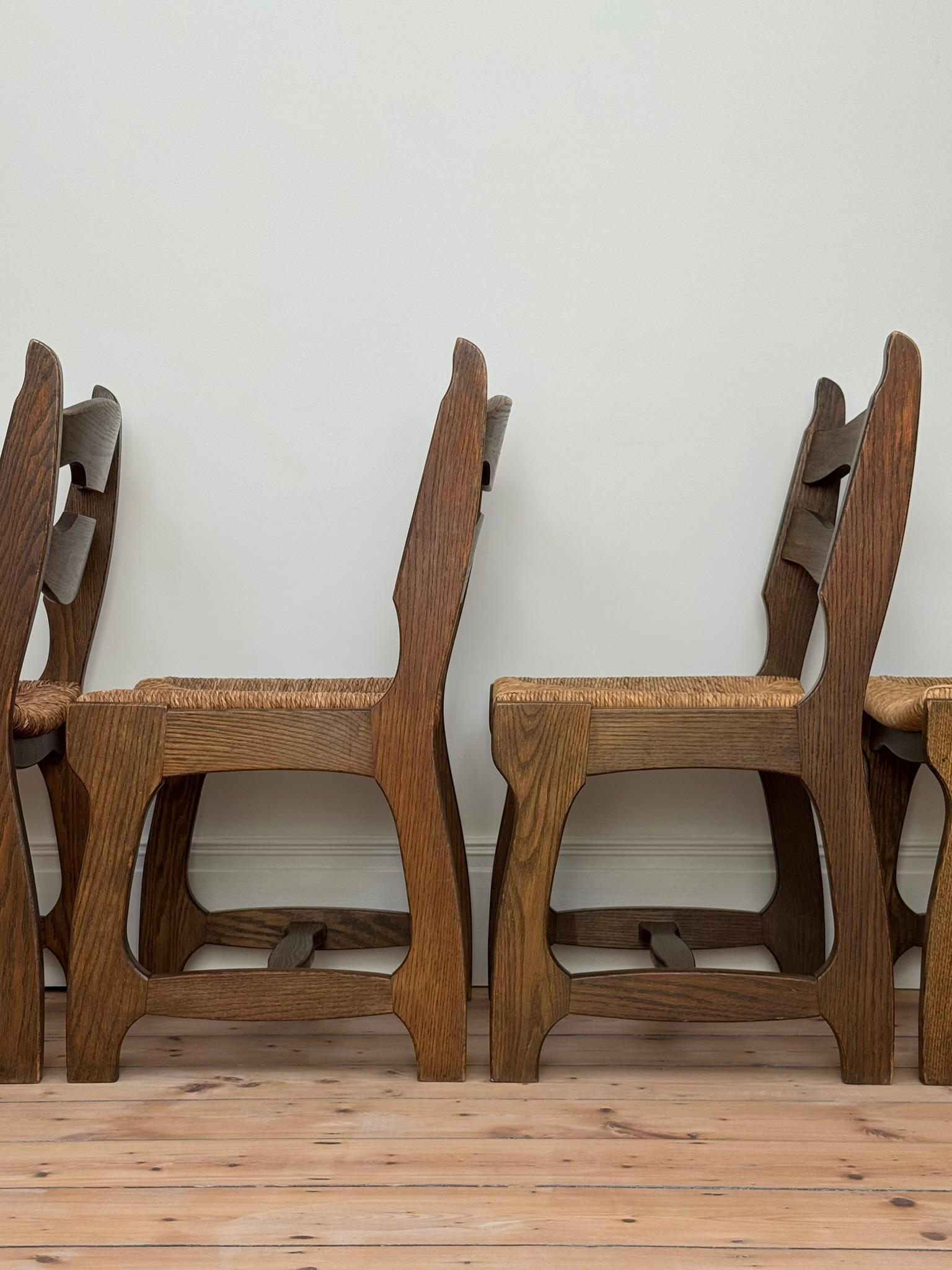 Mid-20th Century Razor Back Dining Chairs by Robert Guillerme and Jacques Chambron c. 1960s For Sale