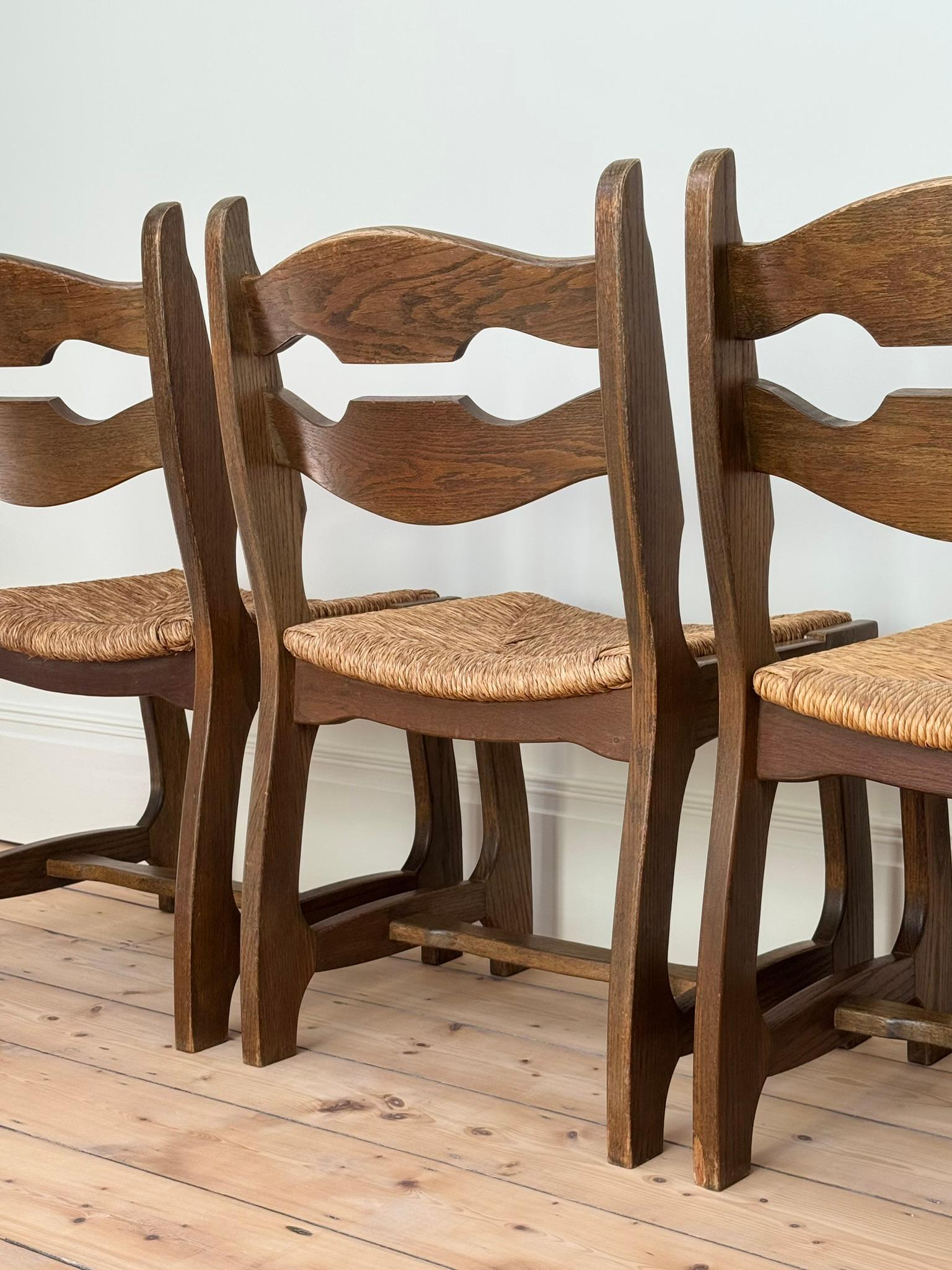 Rush Razor Back Dining Chairs by Robert Guillerme and Jacques Chambron c. 1960s For Sale