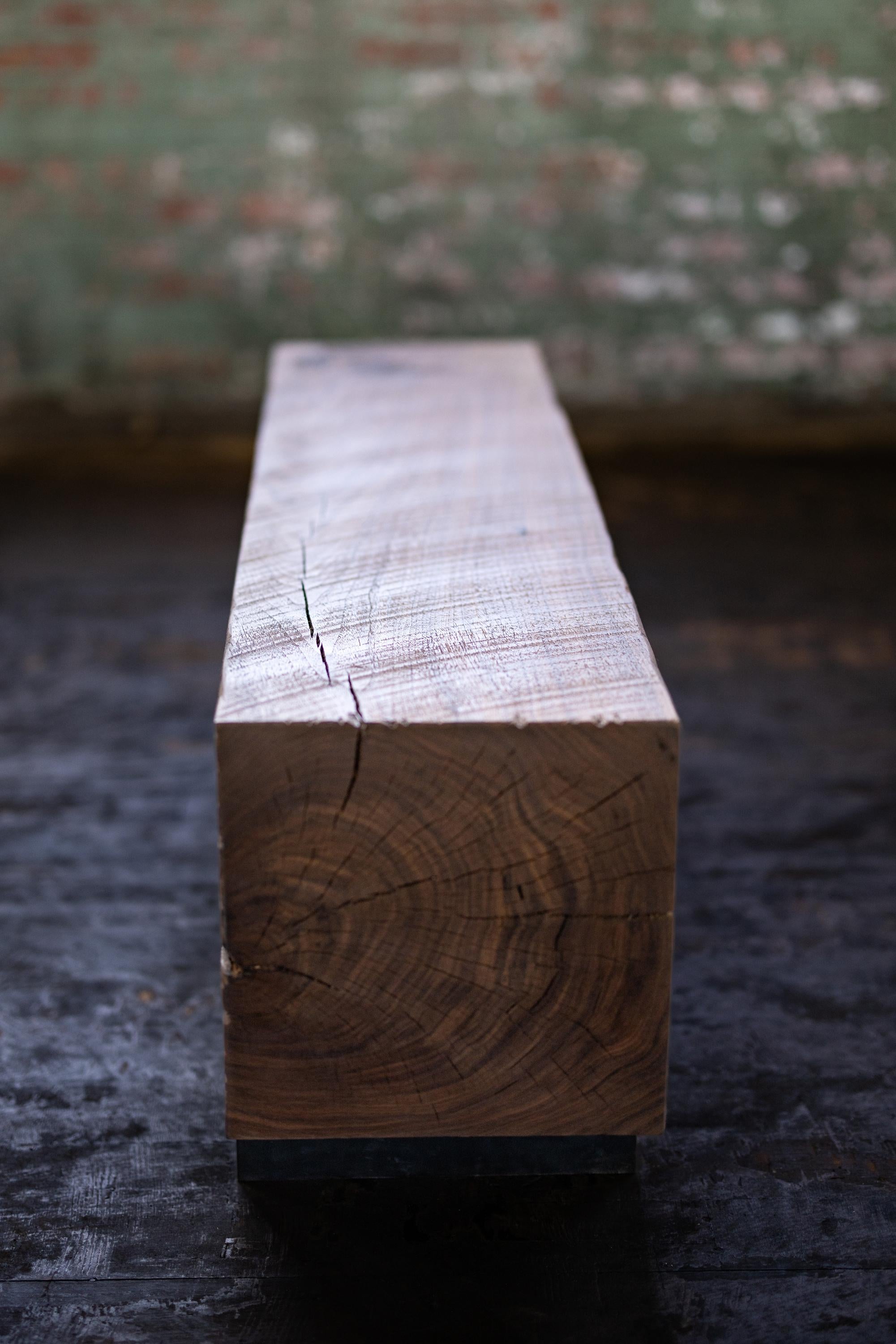 reclaimed wood beam bench