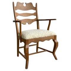 Razorblade Armchair, Henning Kjærnulf / Kjaernulf, Oak & Sheepskin, Denmark 1960