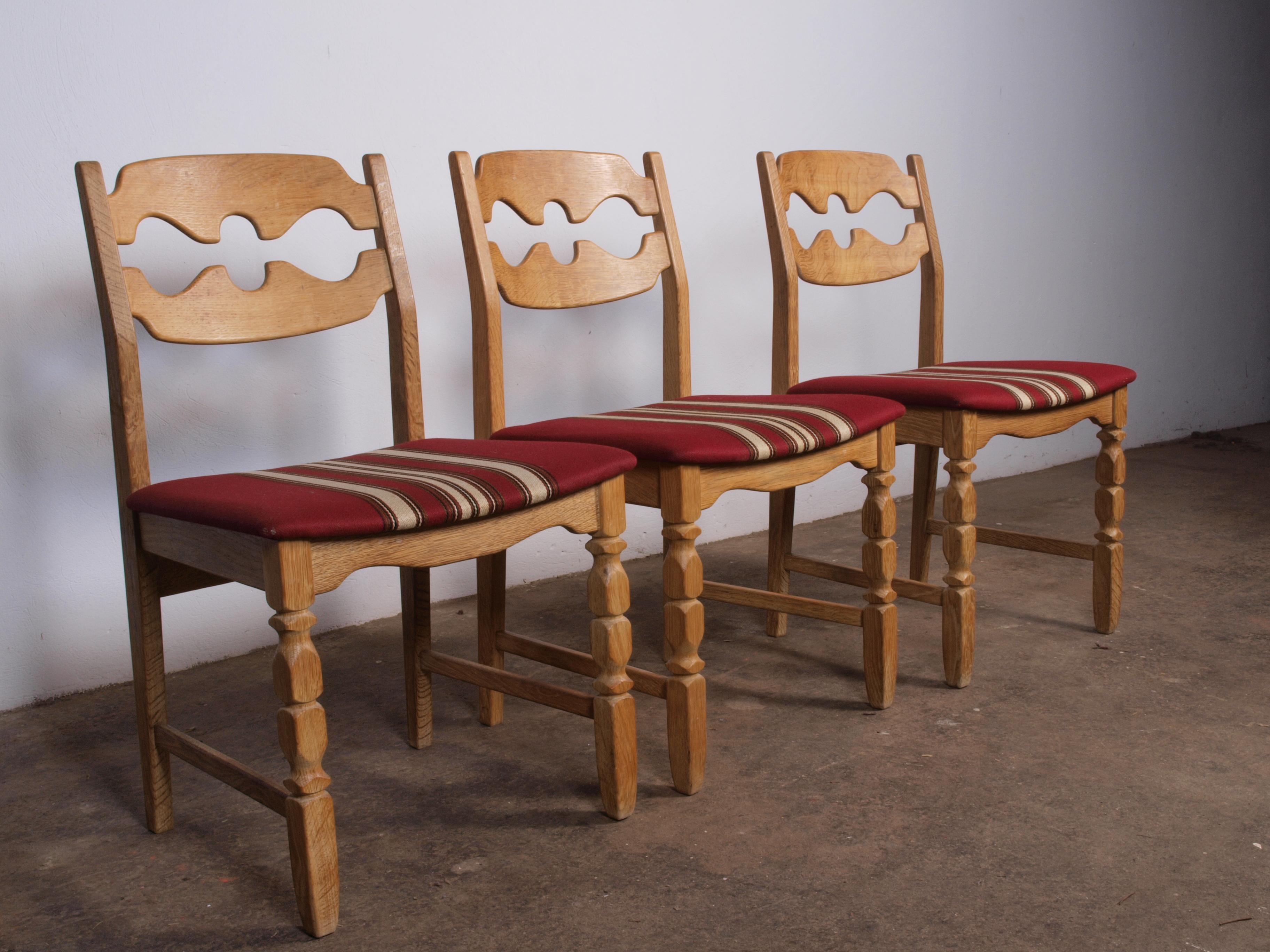 Fabric Razorblade Dining Chairs attributed to Henning Kjærnulf for Nyrup Møbelfabrik