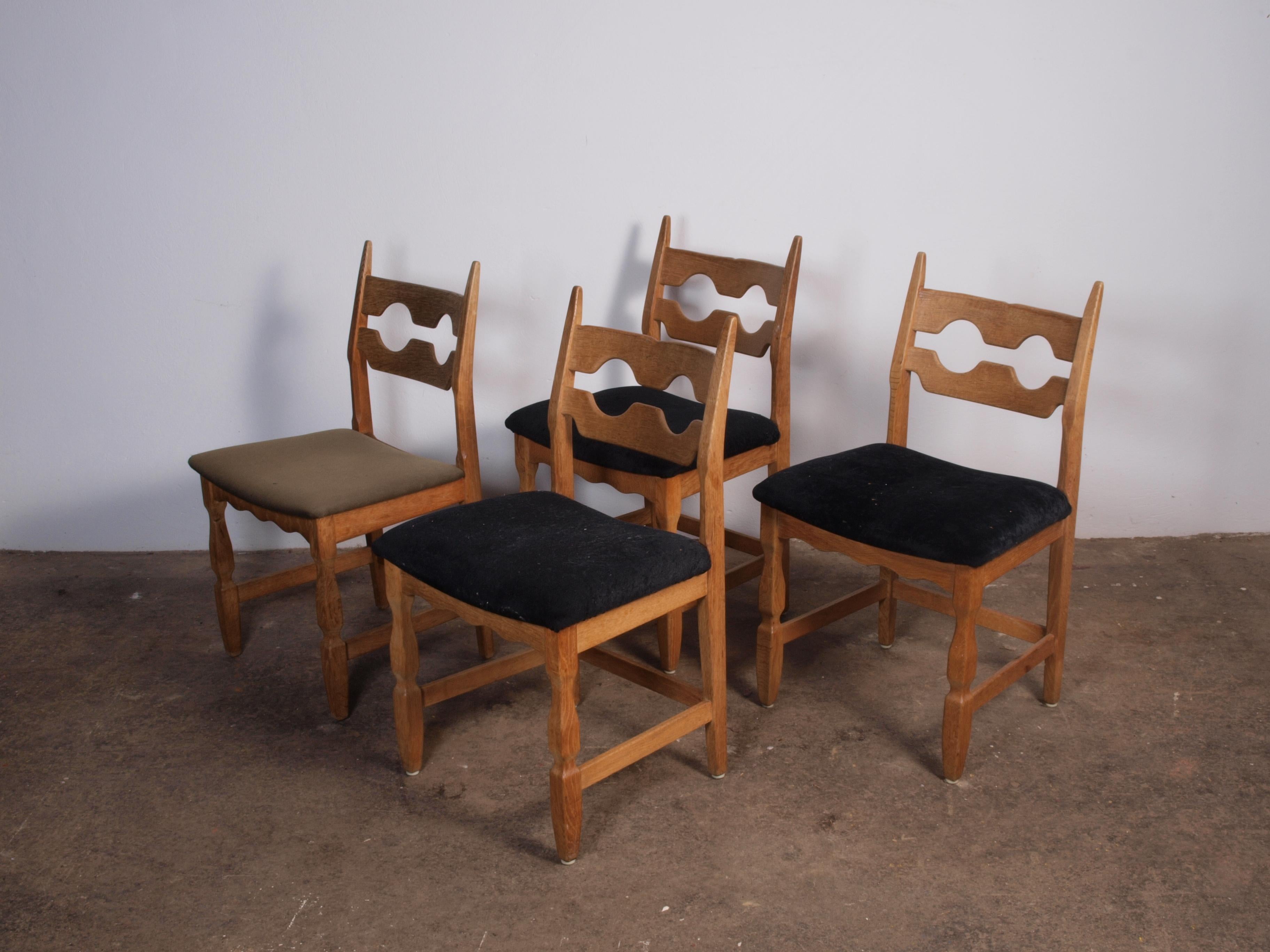 Razorblade Dining Chairs attributed to Henning Kjærnulf, Sticker from Nyrup Møbe For Sale 5