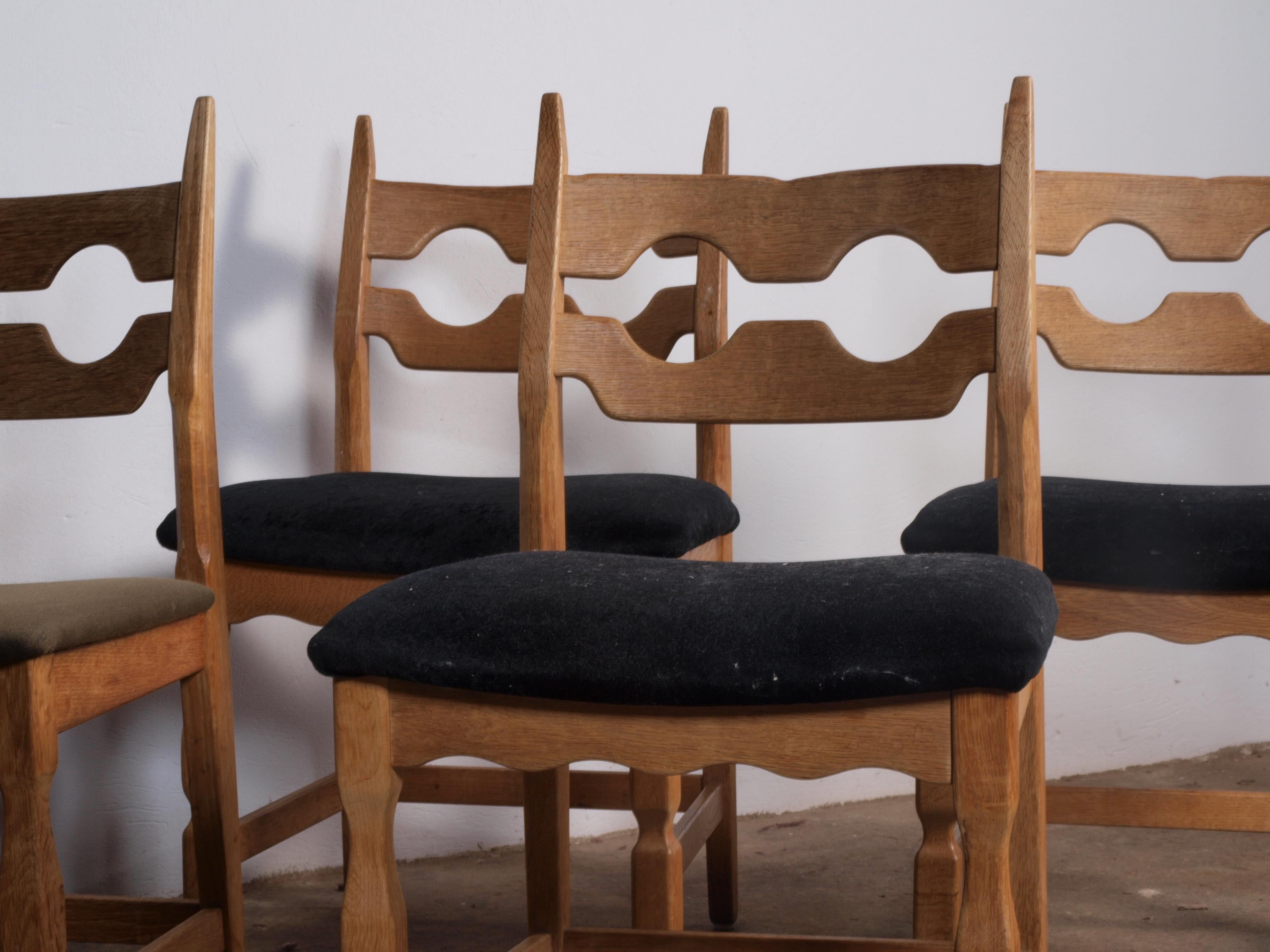Razorblade Dining Chairs, Henning Kjærnulf zugeschrieben, Sticker von Nyrup Møbe (Brutalismus)