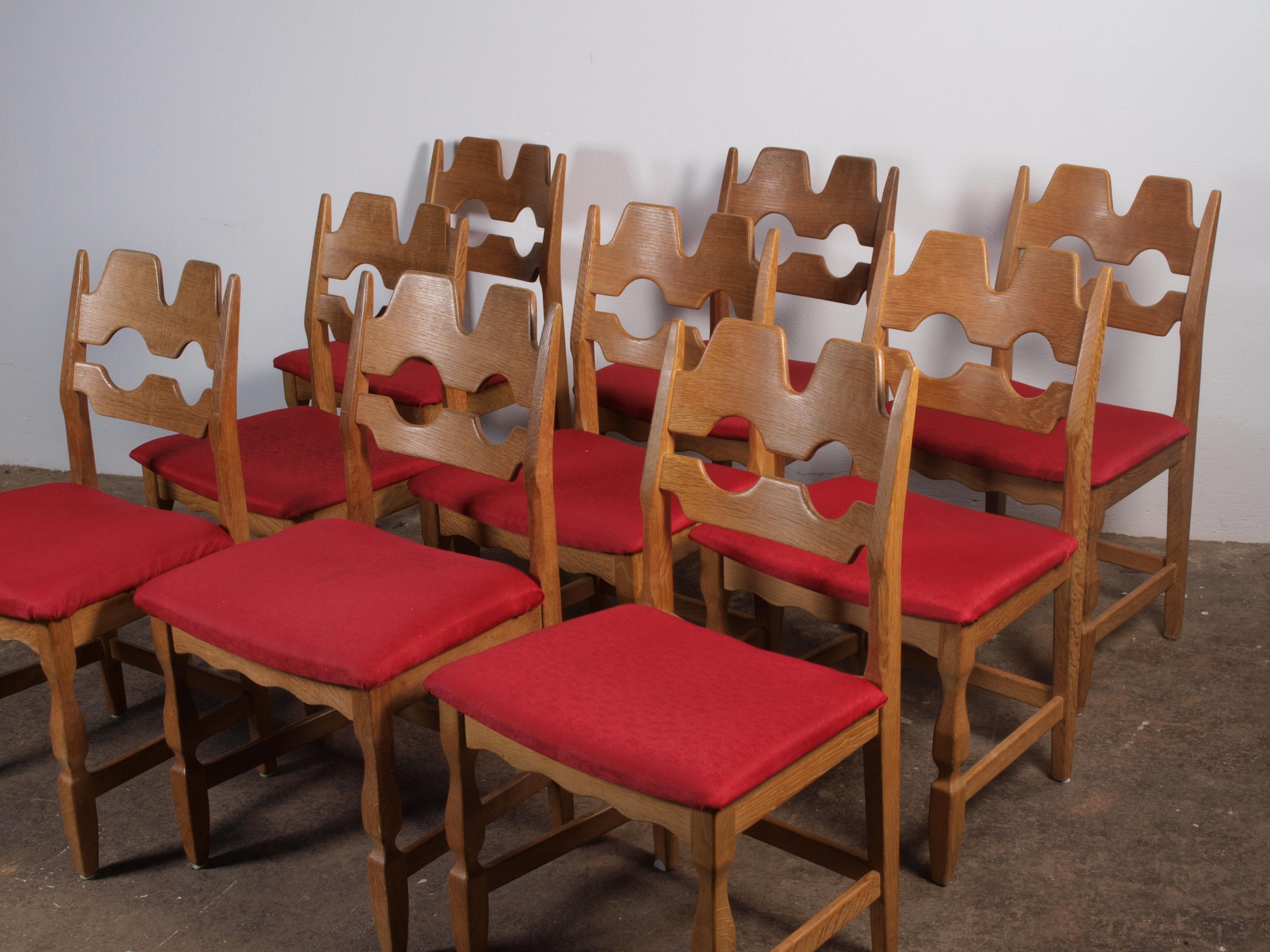Mid-Century Modern Razorblade Dining Chairs in Oak attributed to Henning Kjærnulf For Sale