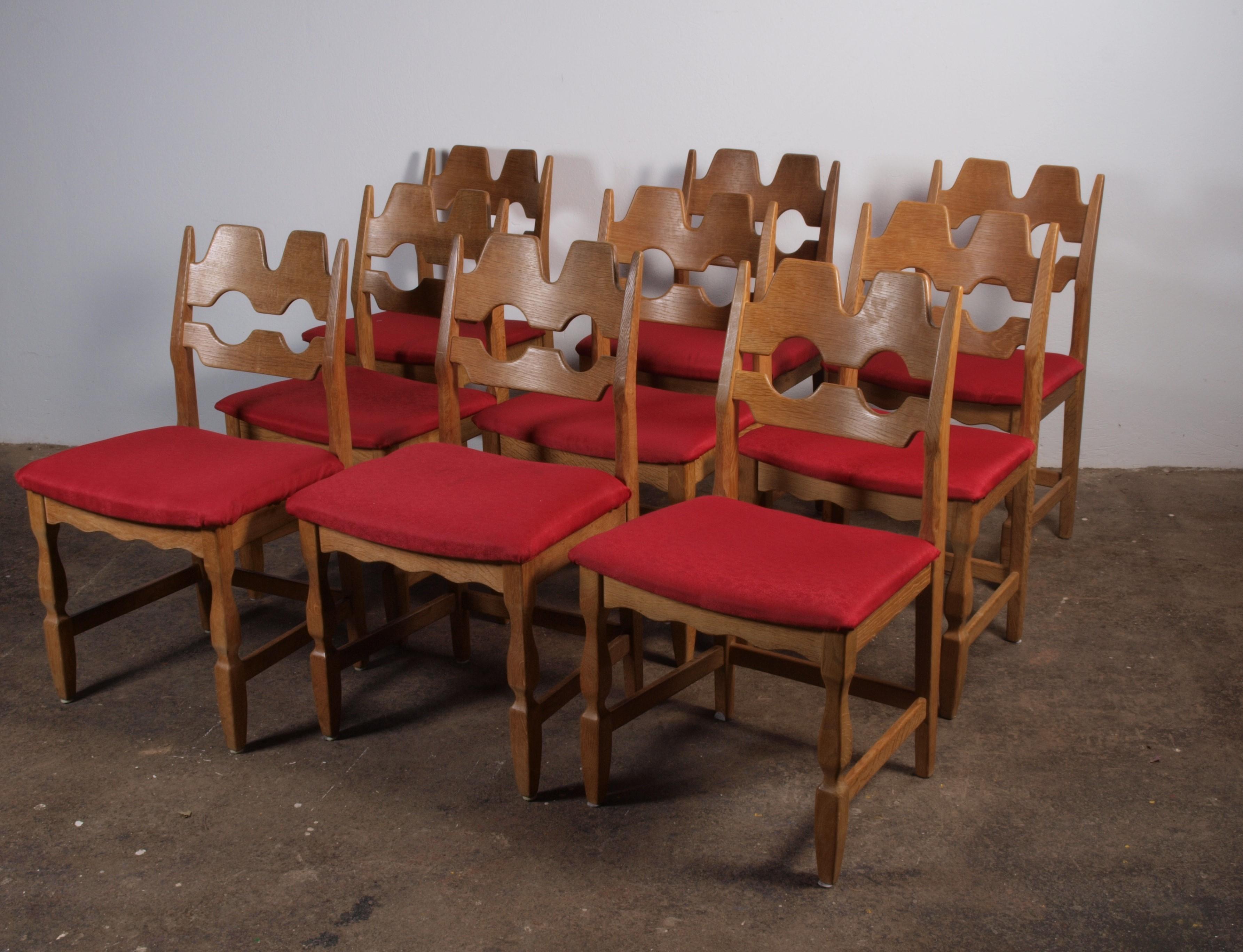 Danish Razorblade Dining Chairs in Oak attributed to Henning Kjærnulf