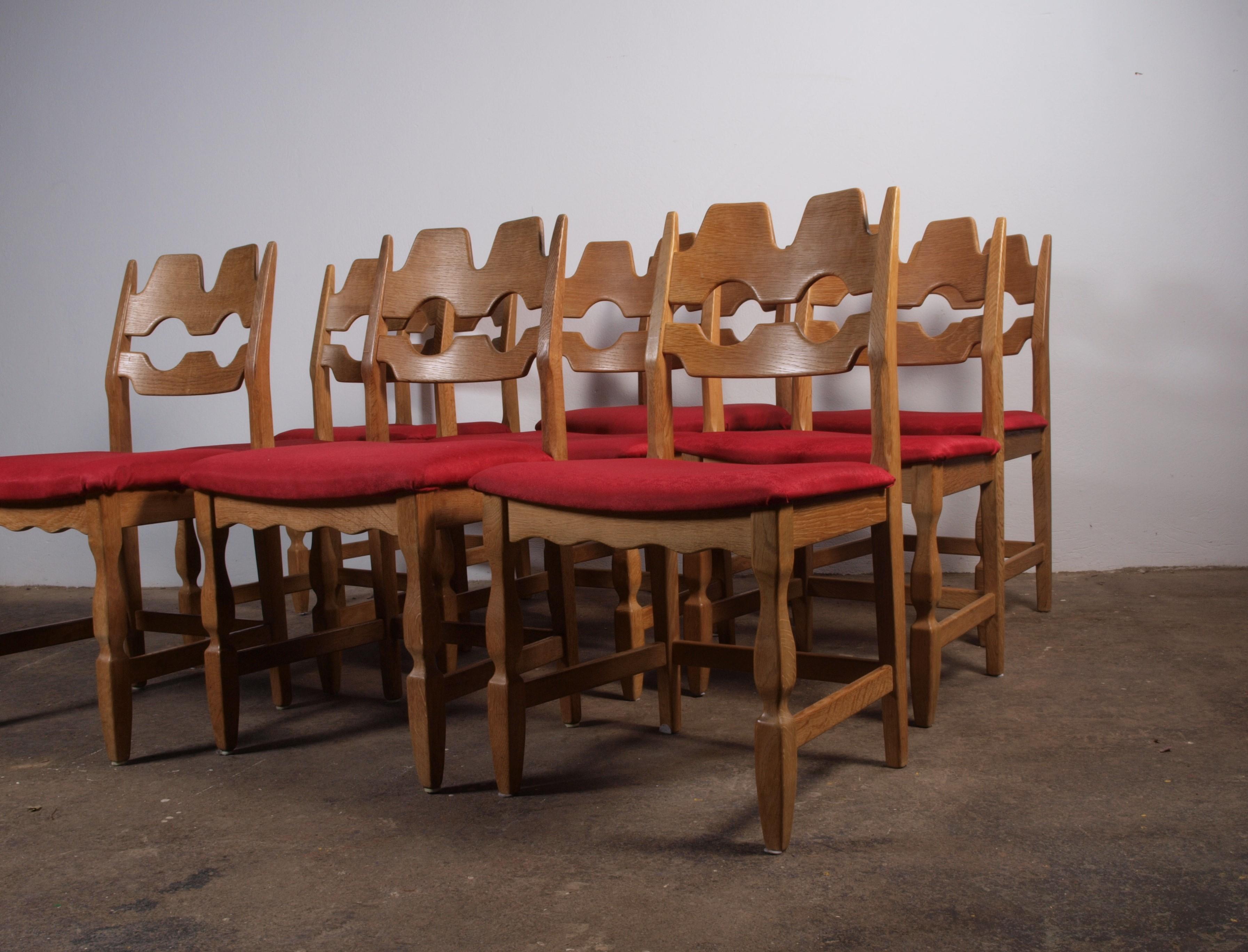Razorblade Dining Chairs in Oak attributed to Henning Kjærnulf In Good Condition In Store Heddinge, DK