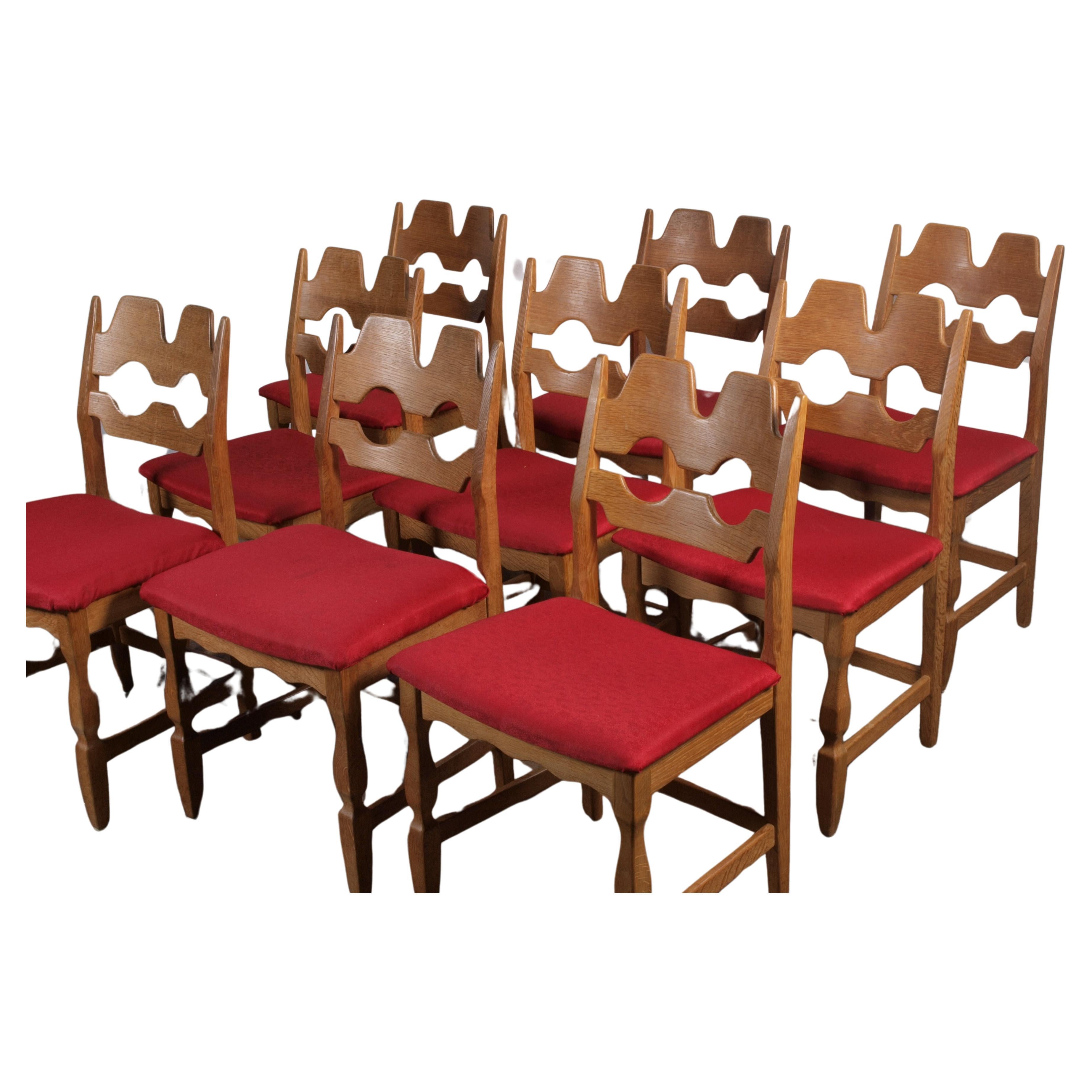 Razorblade Dining Chairs in Oak attributed to Henning Kjærnulf For Sale