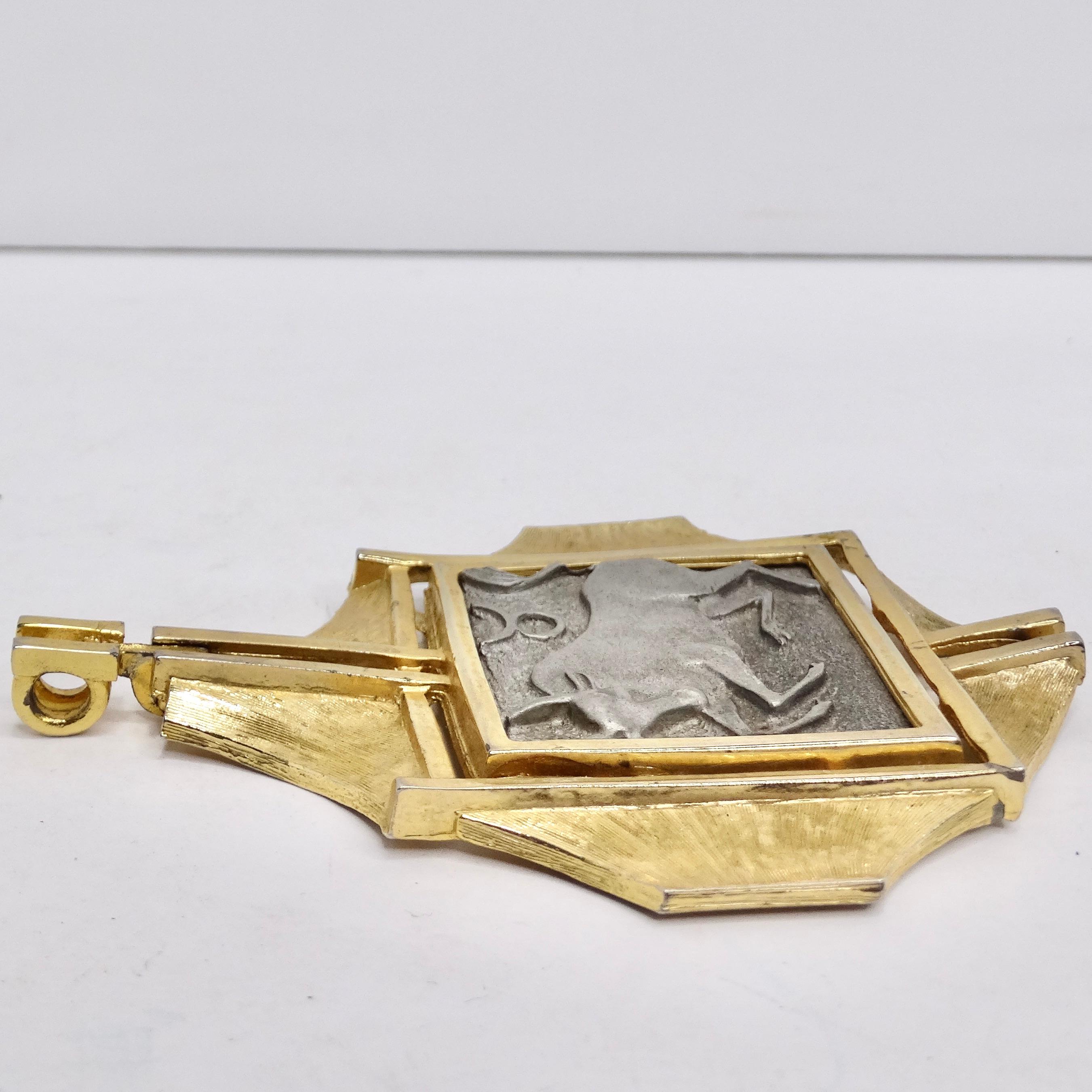 Razza 18K Gold Plated Zodiac Taurus Pendant For Sale 2