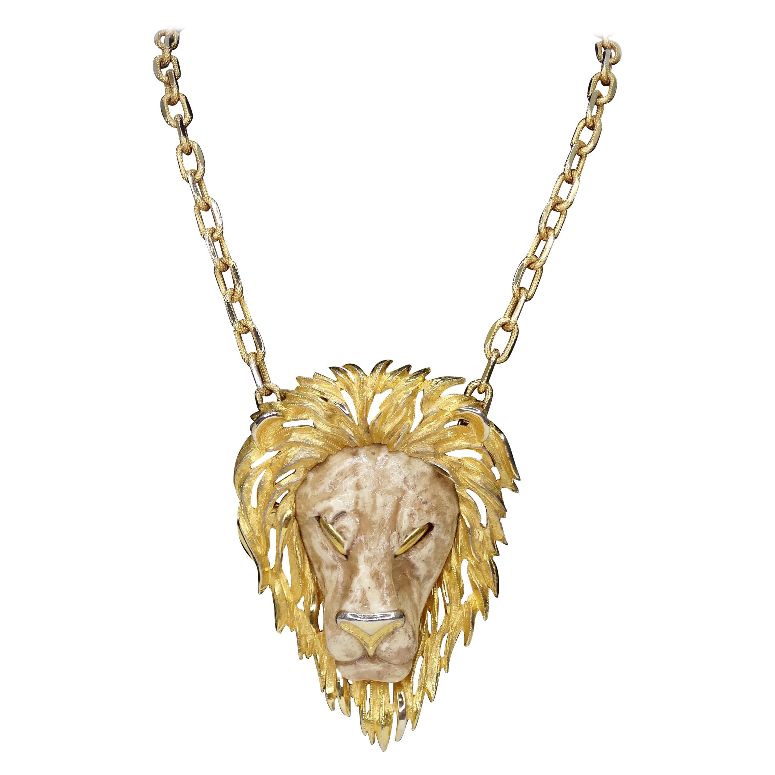 Real 925 Silver / 14k Gold Plated Lion King Of Jungle Medallion