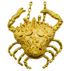 RAZZA signed zodiac cancer gold tone massive designer pendant chain necklace