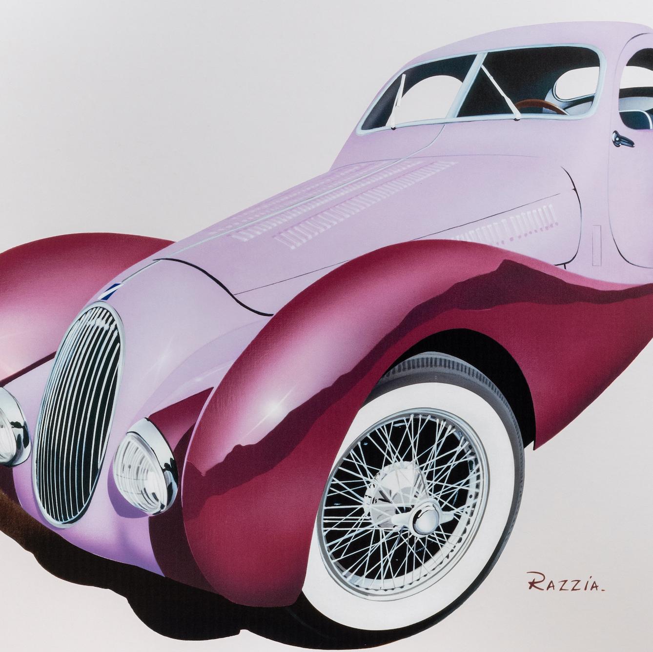 Modern Razzia, 1993, Original Louis Vuitton Classic Car Poster, Talbot Lago Teardrop