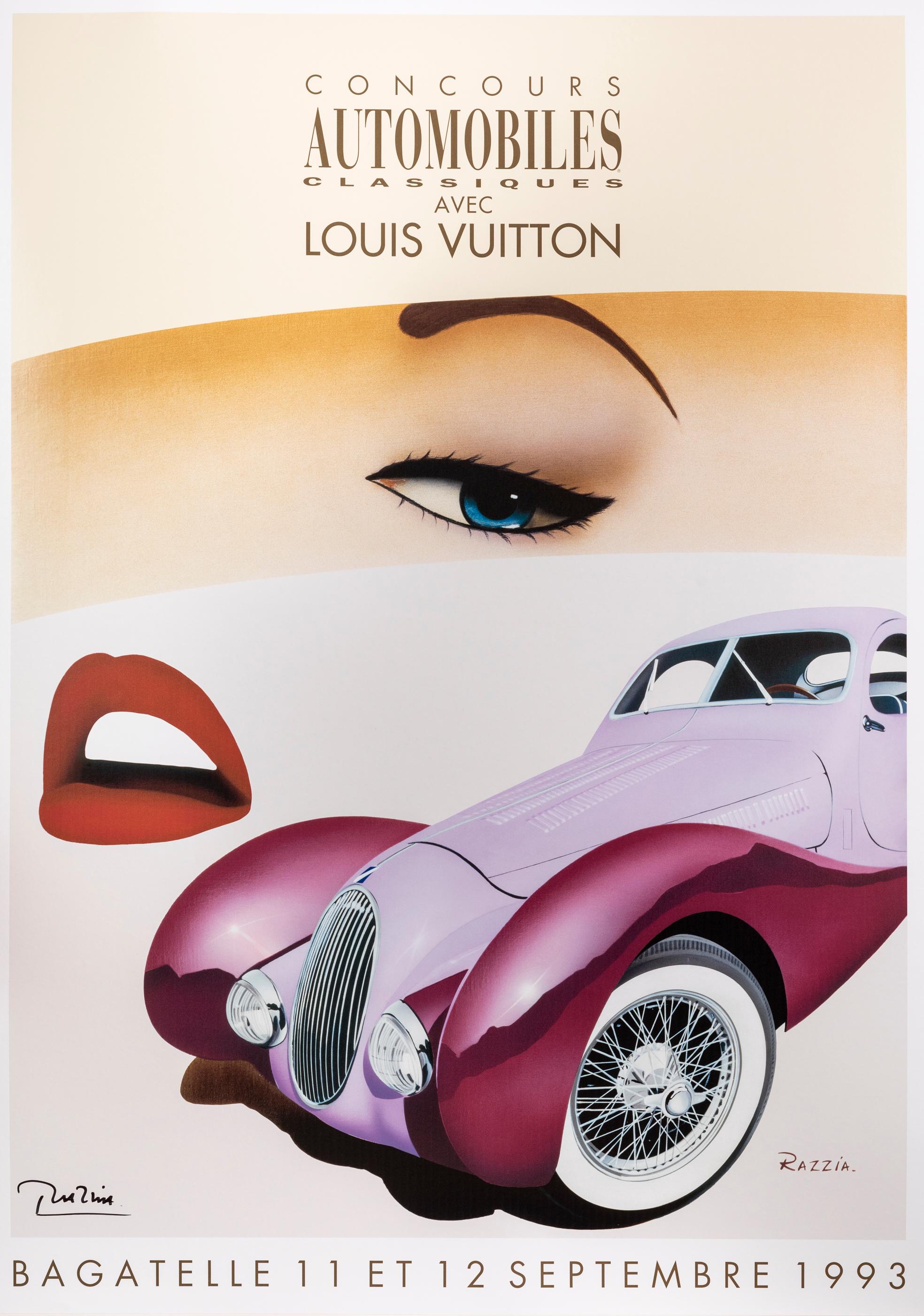 Razzia, 1993, Original Louis Vuitton Classic Car Poster, Talbot Lago Teardrop In Excellent Condition In SAINT-OUEN-SUR-SEINE, FR