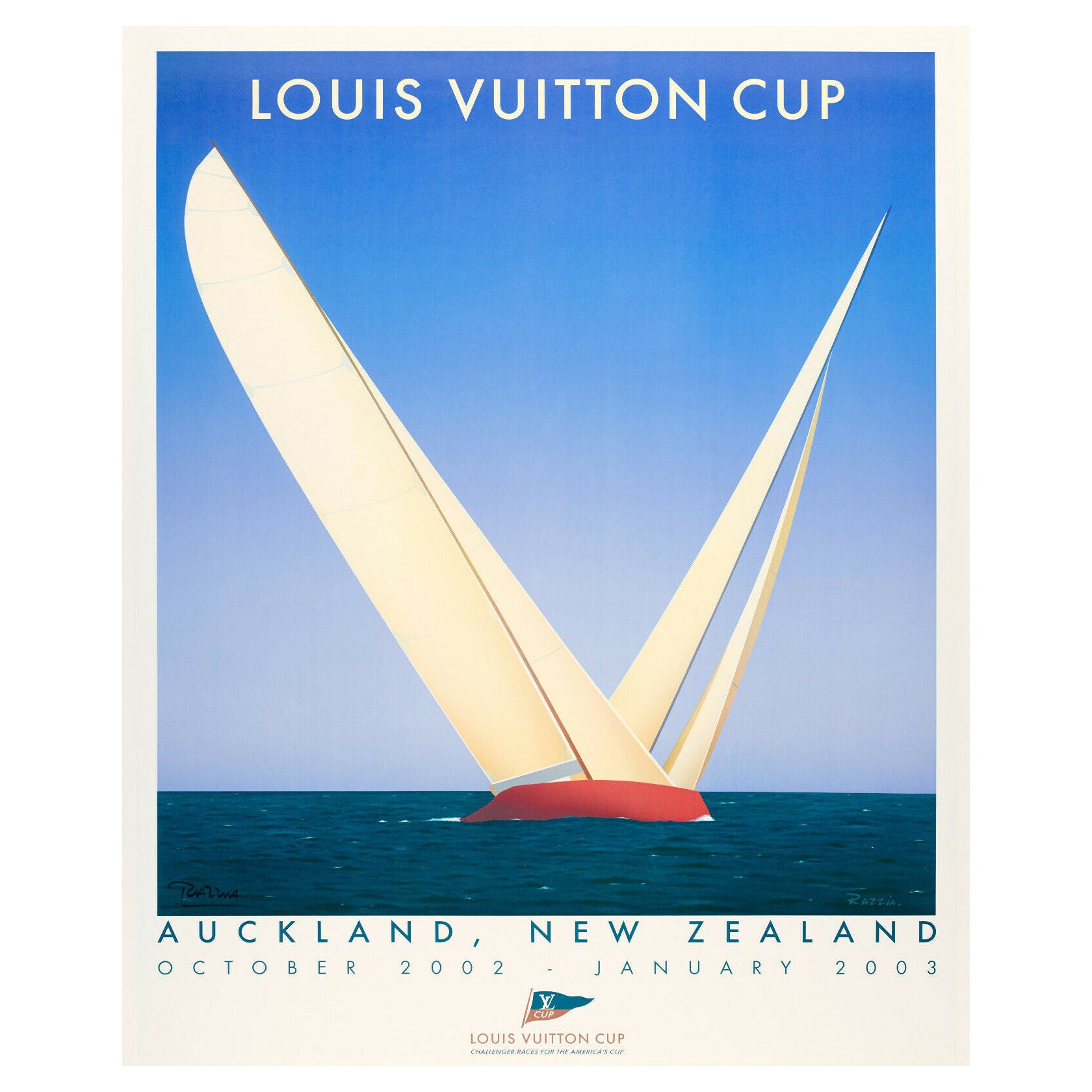 Razzia, 2002, Original Louis Vuitton Cup Sailing Poster, Auckland New Zealand